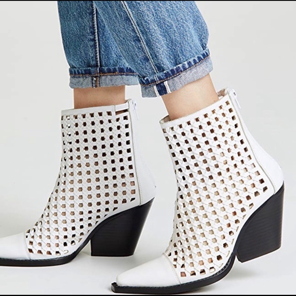 Jeffrey Campbell Waven Woven White Boots